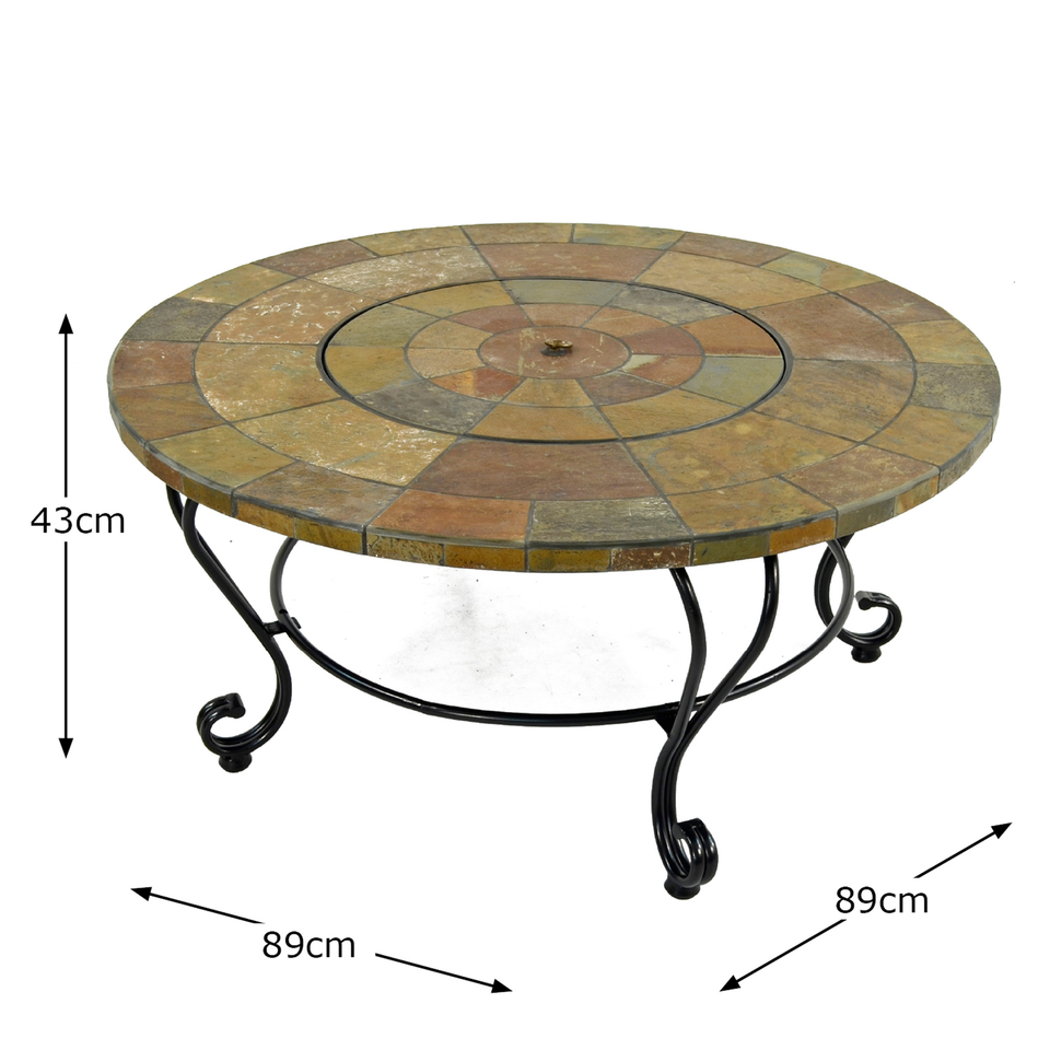 Byron Manor Bayfield Firepit Garden Coffee Table with 4 Windsor Deluxe Lounge Chair Set