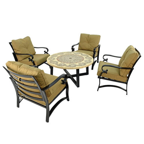 Byron Manor Avignon Garden Coffee Table with 4 Windsor Deluxe Lounge Chair Set