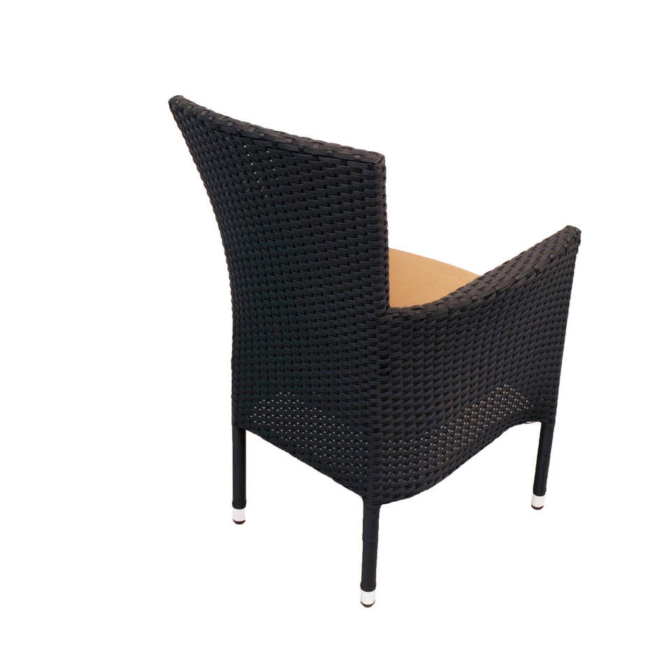 Byron Manor Bayfield Firepit Garden Patio Table with 4 Stockholm Black Chairs Set