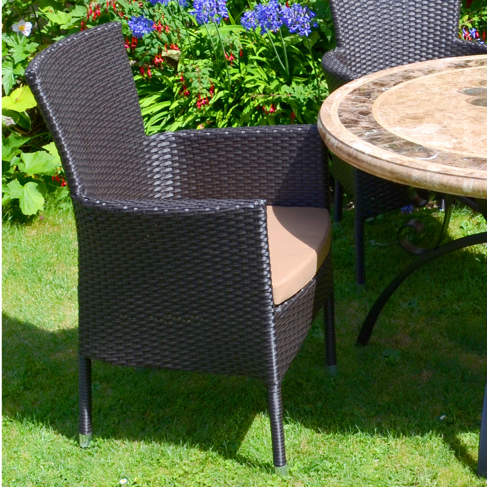 Byron Manor Avignon Mosaic Stone Garden Dining Table With 4 Stockholm Brown Chairs