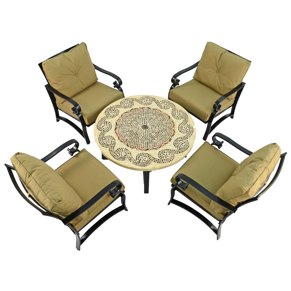 Byron Manor Avignon Garden Coffee Table with 4 Windsor Deluxe Lounge Chair Set