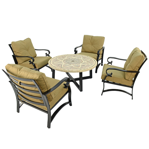 Byron Manor Montpellier Garden Coffee Table with 4 Windsor Lounge Chair Set