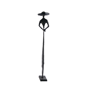 Elur Summer Hat Girl Statue Iron Figurine 33cm in Mocha Brown