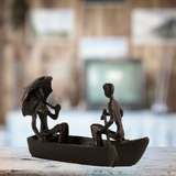 Elur Romantic Boat Trip Iron Status Figurine 11cm in Mocha Brown