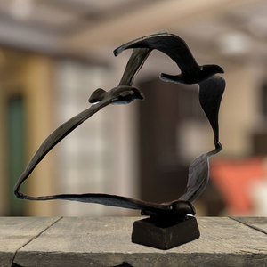 Elur Seagulls Iron Ornament 20cm in Mocha Brown
