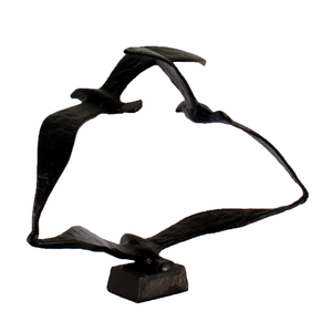 Elur Seagulls Iron Ornament 20cm in Mocha Brown