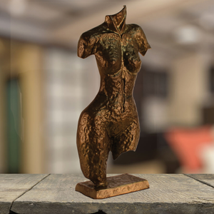 Elur Torso Sculpture Aluminium Ornament 38cm Golden Brown
