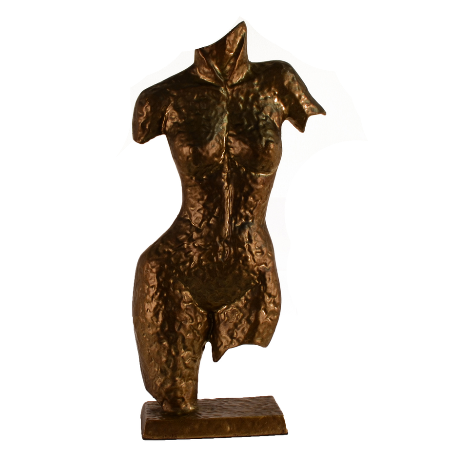 Elur Torso Sculpture Aluminium Ornament 38cm Golden Brown