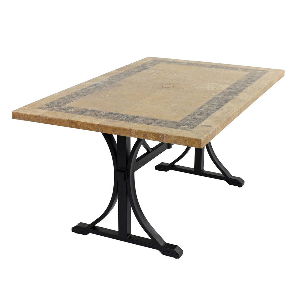 Byron Manor Charleston Stone Garden Dining Table with 6 Stockholm Wicker Brown Chairs
