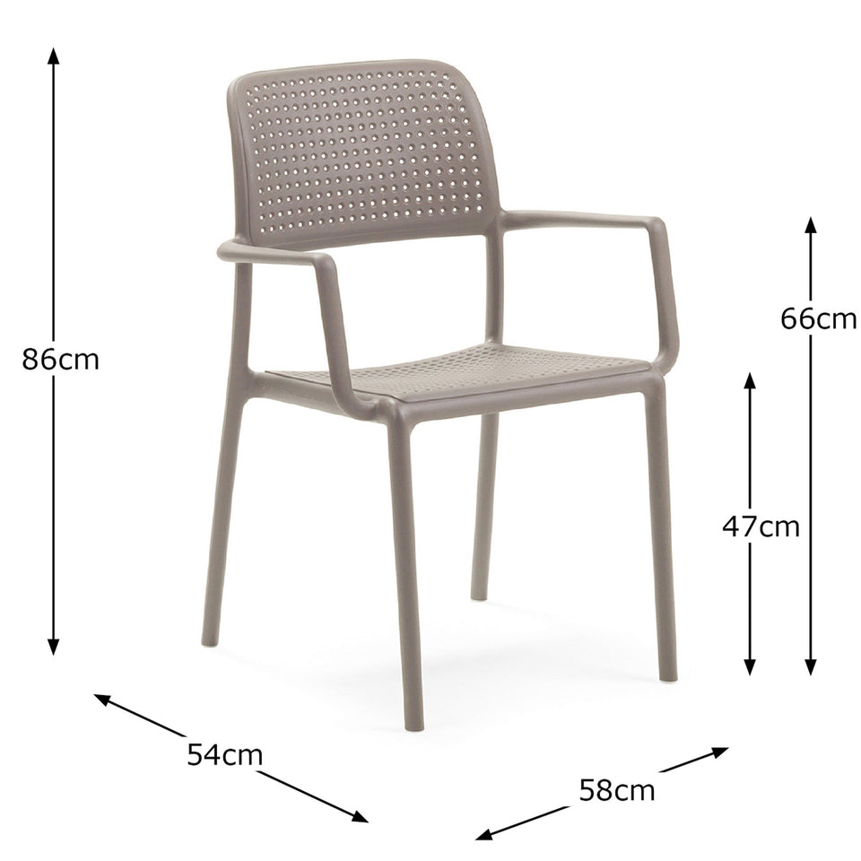 Nardi Turtle Dove Grey Libeccio Extending Table with 2 Darsena & 4 Bora Chair Set