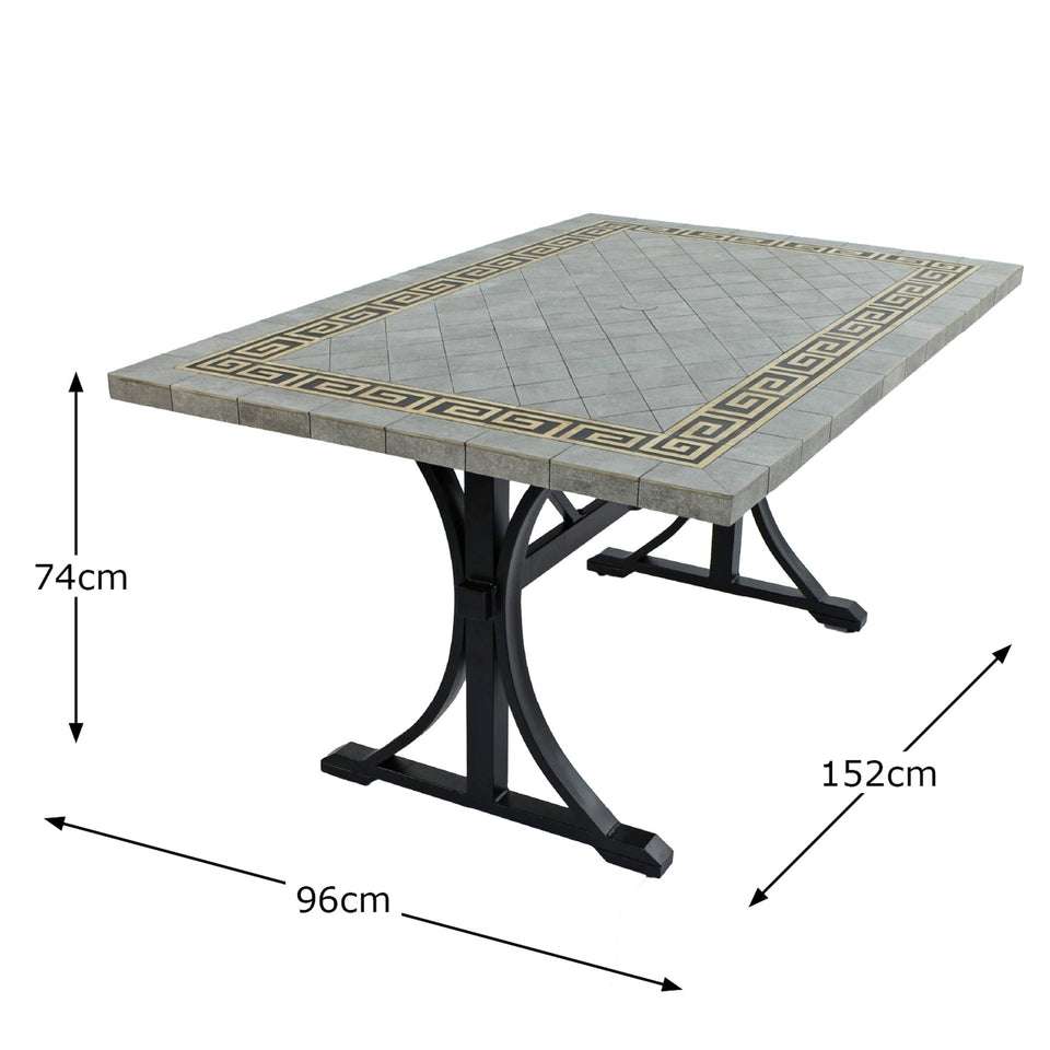 Byron Manor Burlington Stone Garden Dining Table with 6 Stockholm Black Wicker Chairs