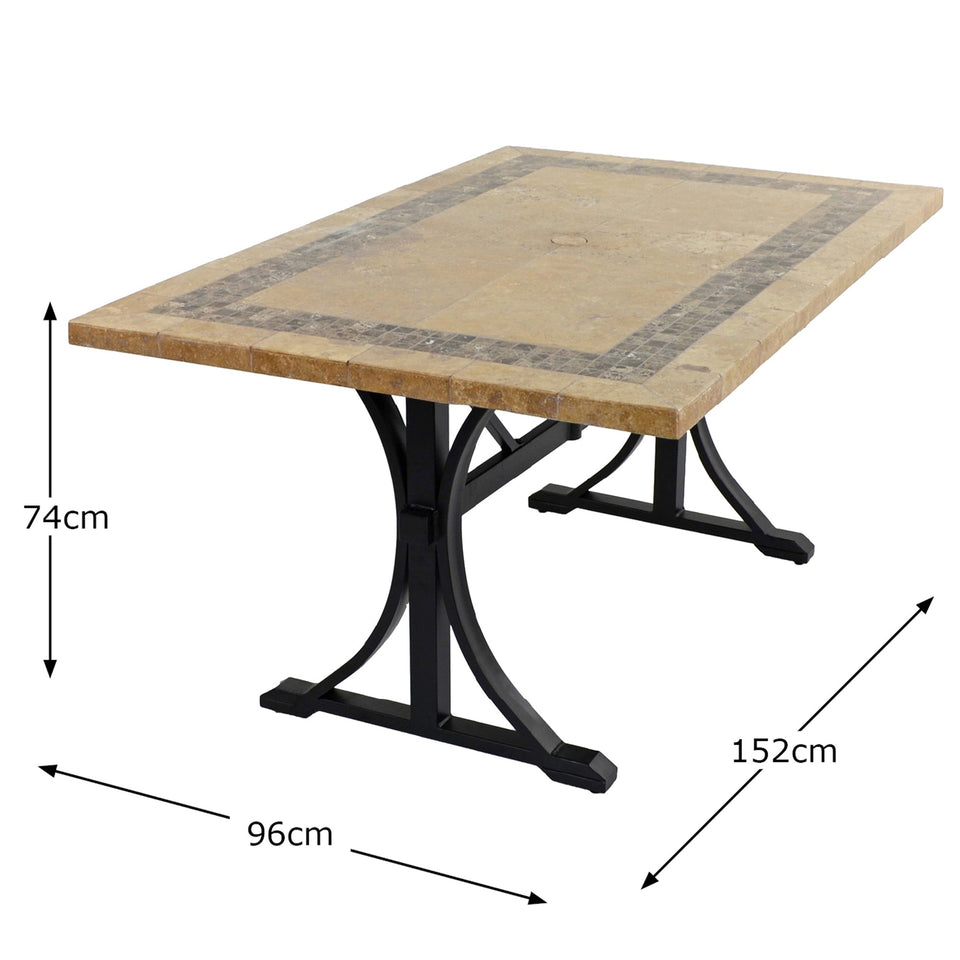 Byron Manor Charleston Stone Garden Dining Table with 6 Stockholm Wicker Brown Chairs
