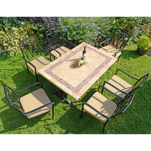 Byron Manor Charleston Stone Garden Dining Table with 6 Ascot Chairs