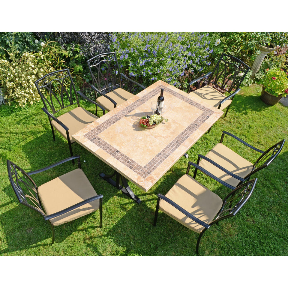 Byron Manor Charleston Stone Garden Dining Table with 6 Ascot Chairs
