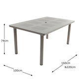 Nardi Turtle Dove Grey Libeccio Extending Table with 6 Darsena Chair Set