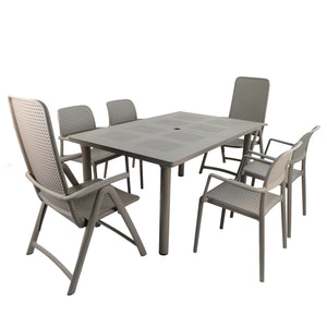 Nardi Turtle Dove Grey Libeccio Extending Table with 2 Darsena & 4 Bora Chair Set