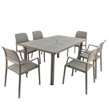 Nardi Turtle Dove Grey Libeccio Extending Table with 6 Bora Chair Set