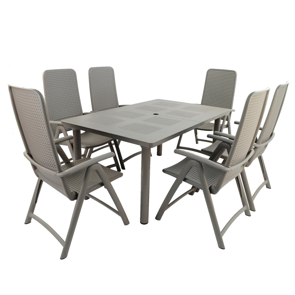 Nardi Turtle Dove Grey Libeccio Extending Table with 6 Darsena Chair Set