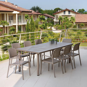 Nardi Turtle Dove Grey Libeccio Extending Table with 6 Bora Chair Set
