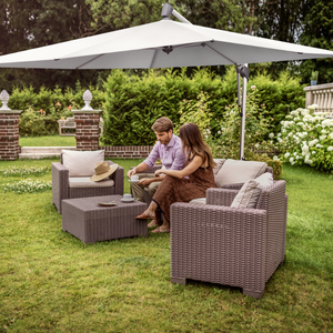 Glatz Sombrano 3m Square Parasol with Liro 150kg Moveable Base