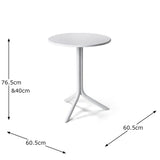 Nardi White Step Table with 2 Bistrot Chair Set