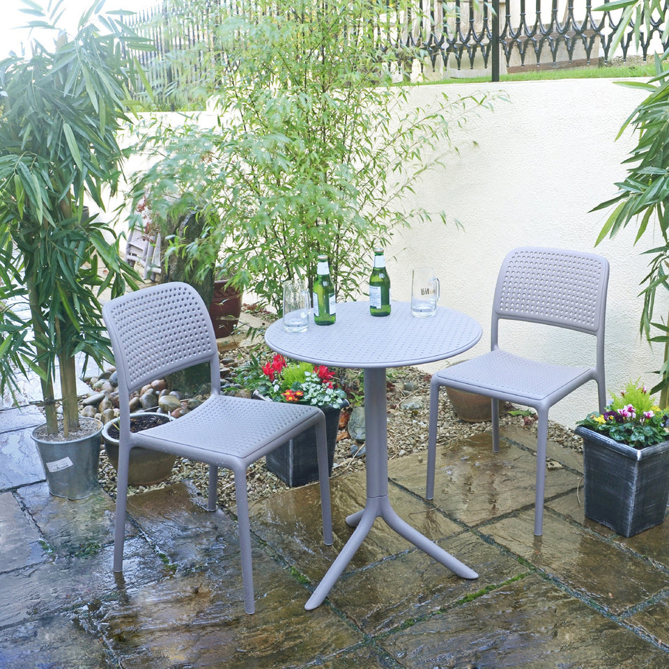 Nardi Turtle Dove Grey Step Table with 2 Bistrot Chair Set