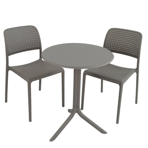 Nardi Turtle Dove Grey Step Table with 2 Bistrot Chair Set