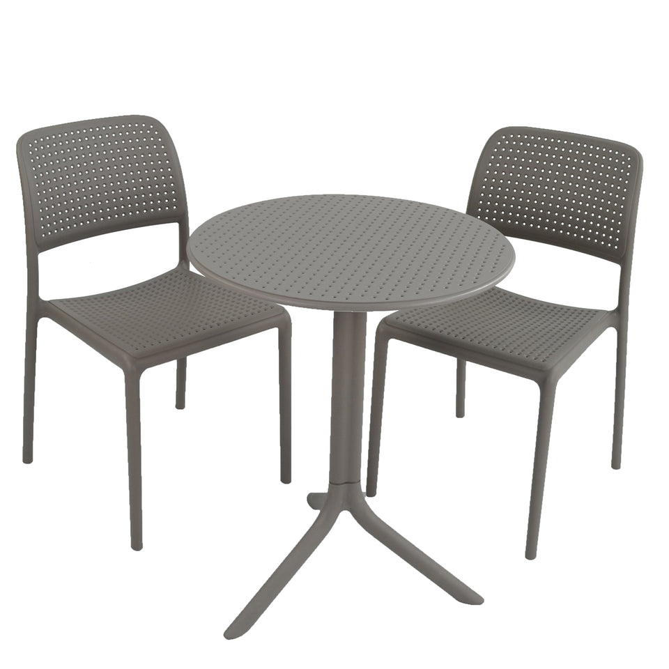 Nardi Turtle Dove Grey Step Table with 2 Bistrot Chair Set