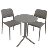 Nardi Turtle Dove Grey Step Table with 2 Bistrot Chair Set