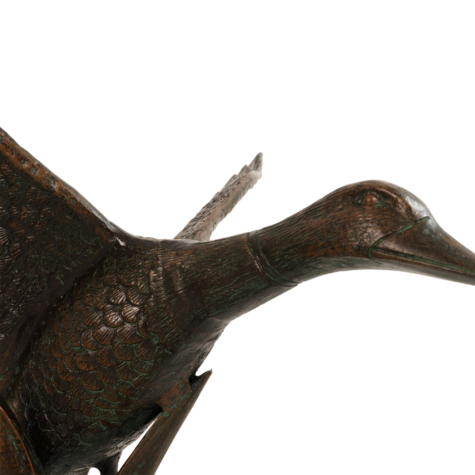 Solstice Sculptures Duck In Flight Aluminium Dark Verdigris
