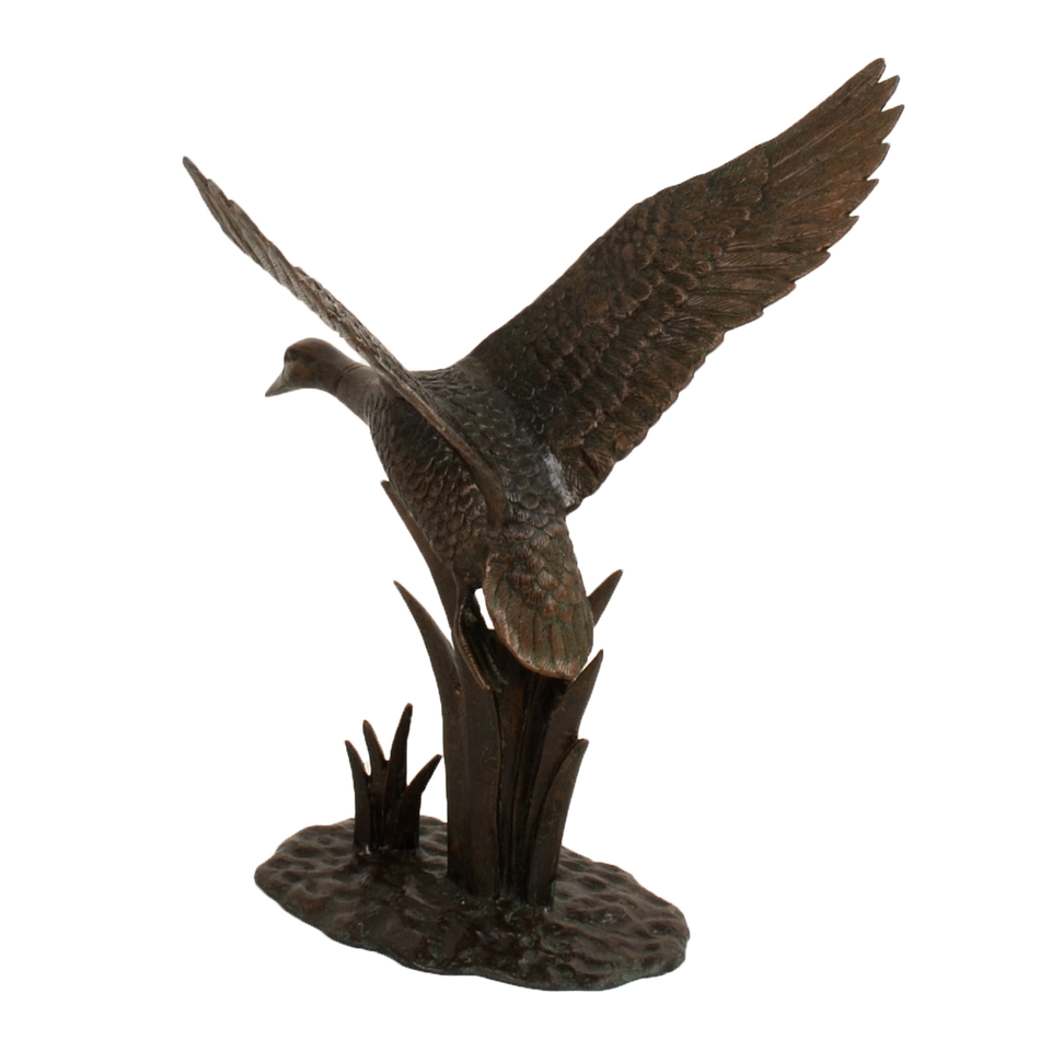 Solstice Sculptures Duck In Flight Aluminium Dark Verdigris