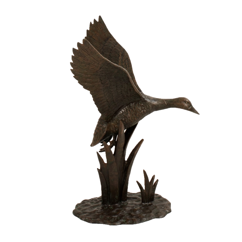 Solstice Sculptures Duck In Flight Aluminium Dark Verdigris