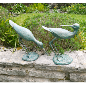 Solstice Sculptures Sandpipers Pair Aluminium Gold Verdigris