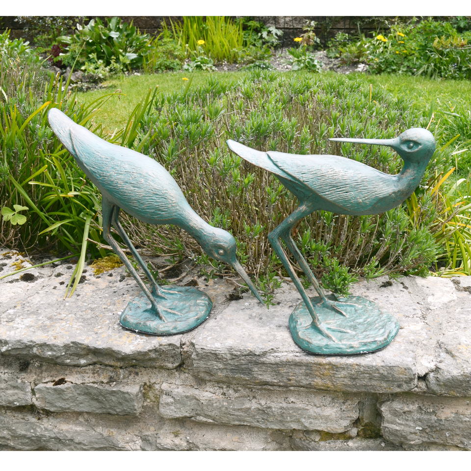 Solstice Sculptures Sandpipers Pair Aluminium Gold Verdigris