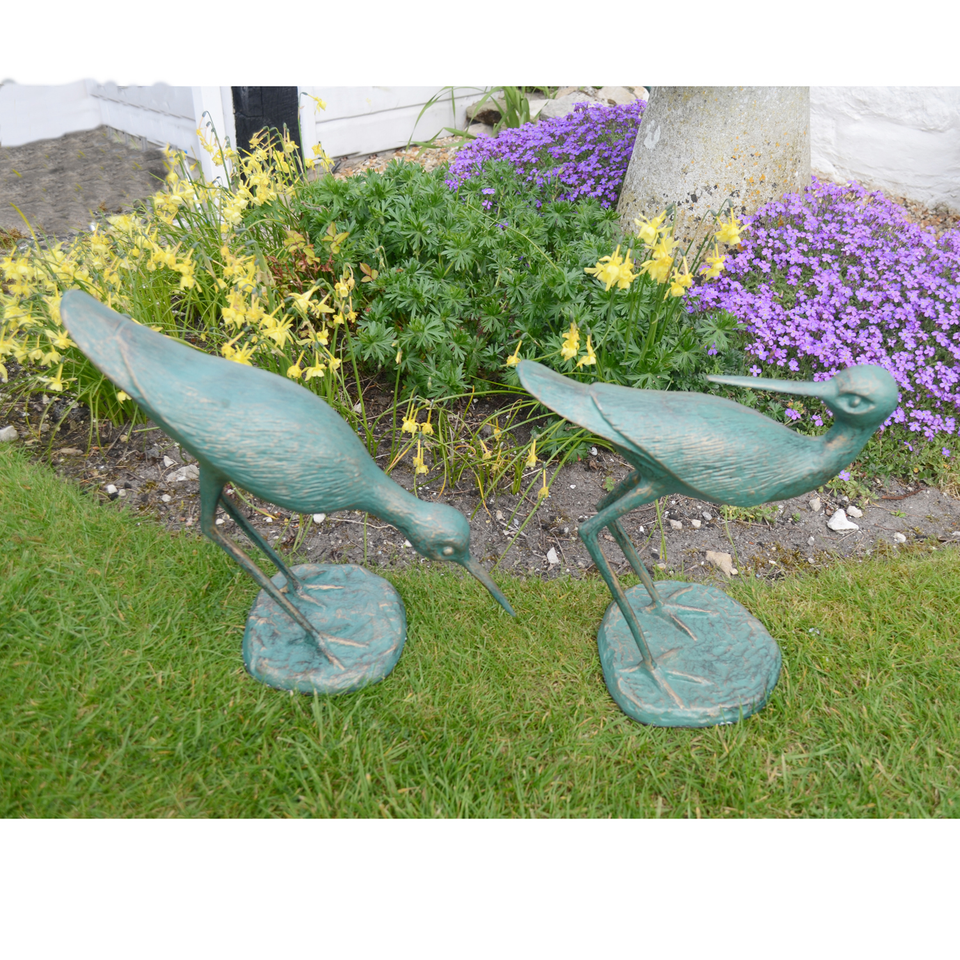 Solstice Sculptures Sandpipers Pair Aluminium Gold Verdigris