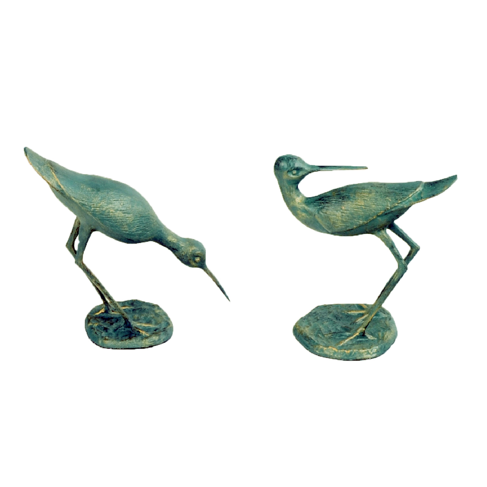 Solstice Sculptures Sandpipers Pair Aluminium Gold Verdigris
