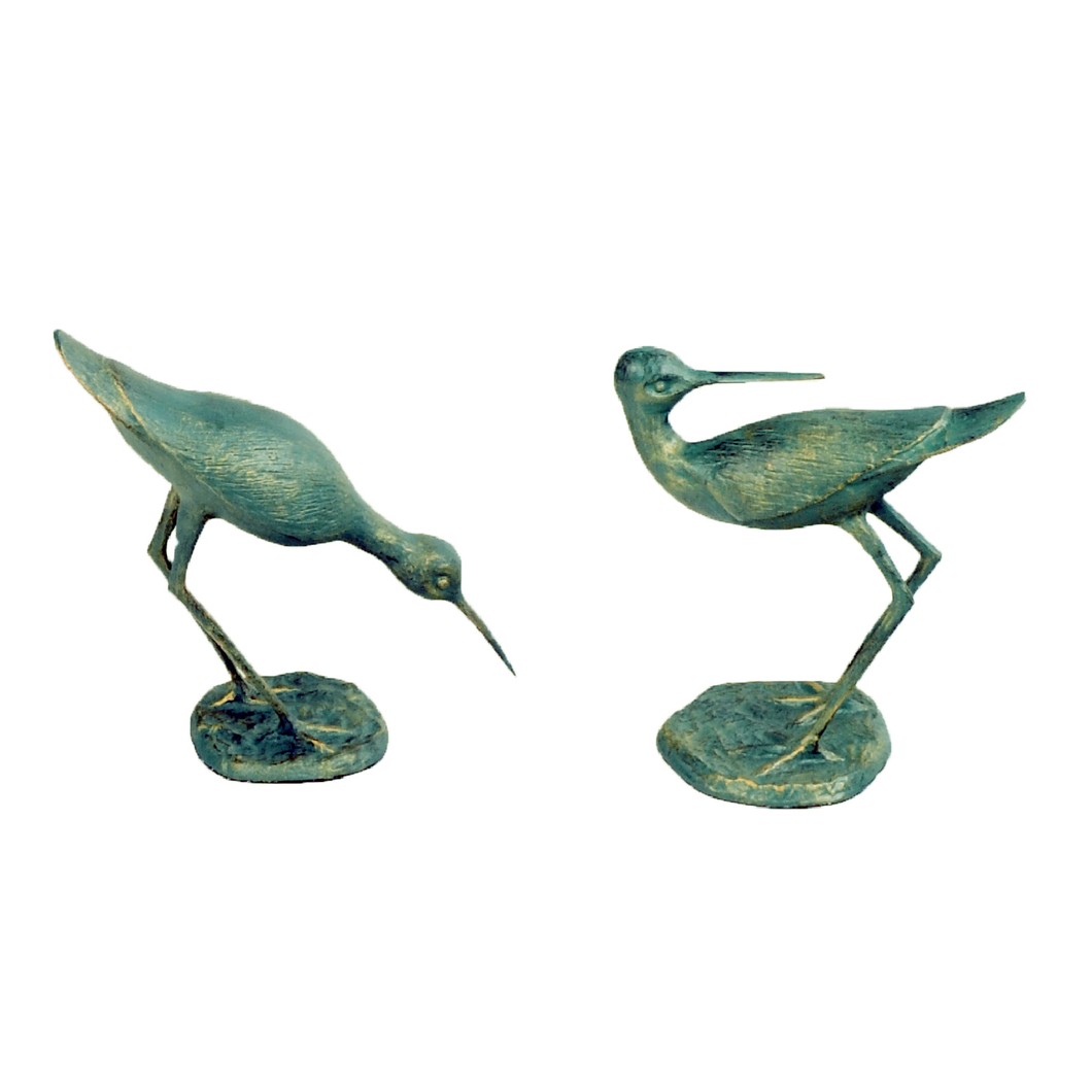 Solstice Sculptures Sandpipers Pair Aluminium Gold Verdigris