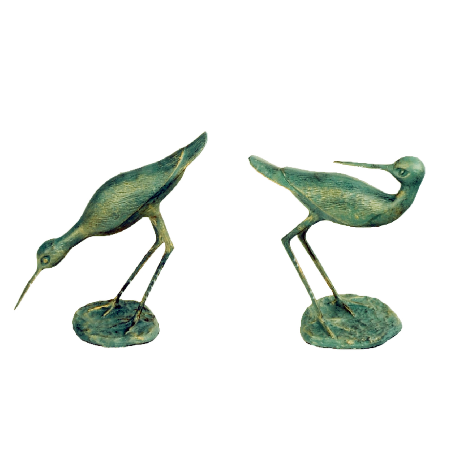 Solstice Sculptures Sandpipers Pair Aluminium Gold Verdigris