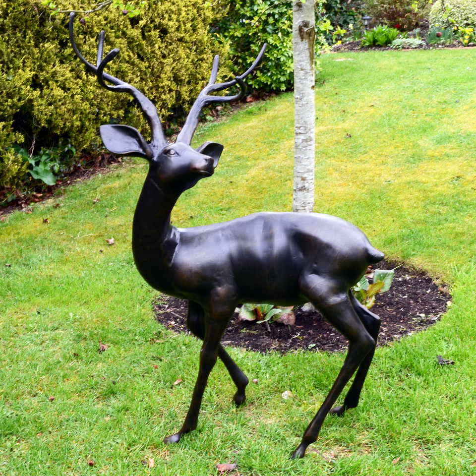 Solstice Sculptures Stag Large Aluminium Dark Bronze Effect