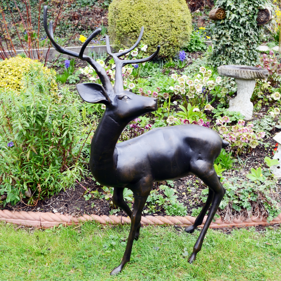 Solstice Sculptures Stag Large Aluminium Dark Bronze Effect
