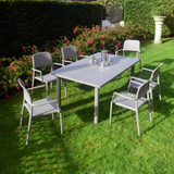 Nardi Turtle Dove Grey Libeccio Extending Table with 6 Bora Chair Set
