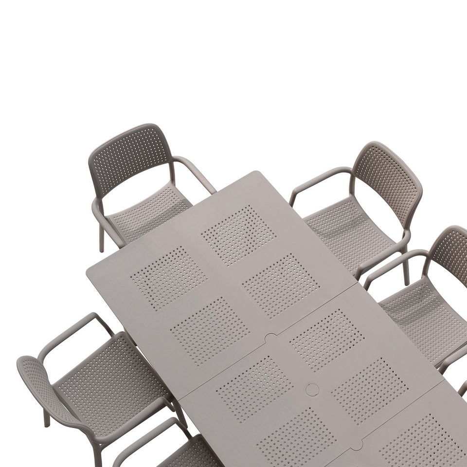 Nardi Turtle Dove Grey Libeccio Extending Table with 6 Bora Chair Set