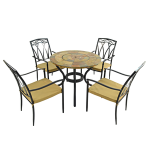 Byron Manor Bayfield Firepit Garden Patio Table with 4 Ascot Chairs Set