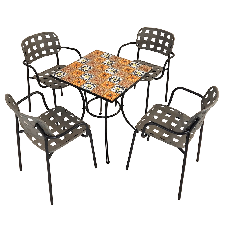 Summer Terrace Tobago Square 60cm with 4 Karin Chairs Garden Set