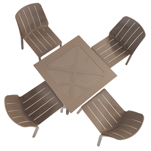 Nardi Clip 70cm Garden Table With 4 Tiberina Bistrot Chair Set in Turtle Dove