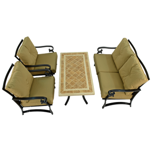 Byron Manor Hampton Garden Stone Rectangular Coffee Table with Windsor Lounge Sofa & 2 Chair Set