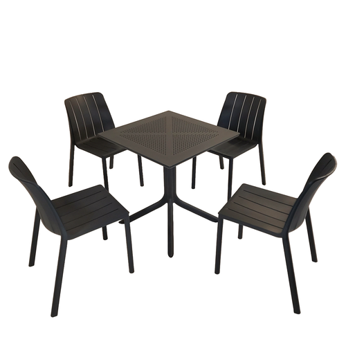Nardi Clip 70cm Garden Table With 4 Tiberina Bistrot Chair Set in Anthracite