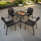 Nardi Clip 70cm Garden Table With 4 Tiberina Armchair Set in Anthracite