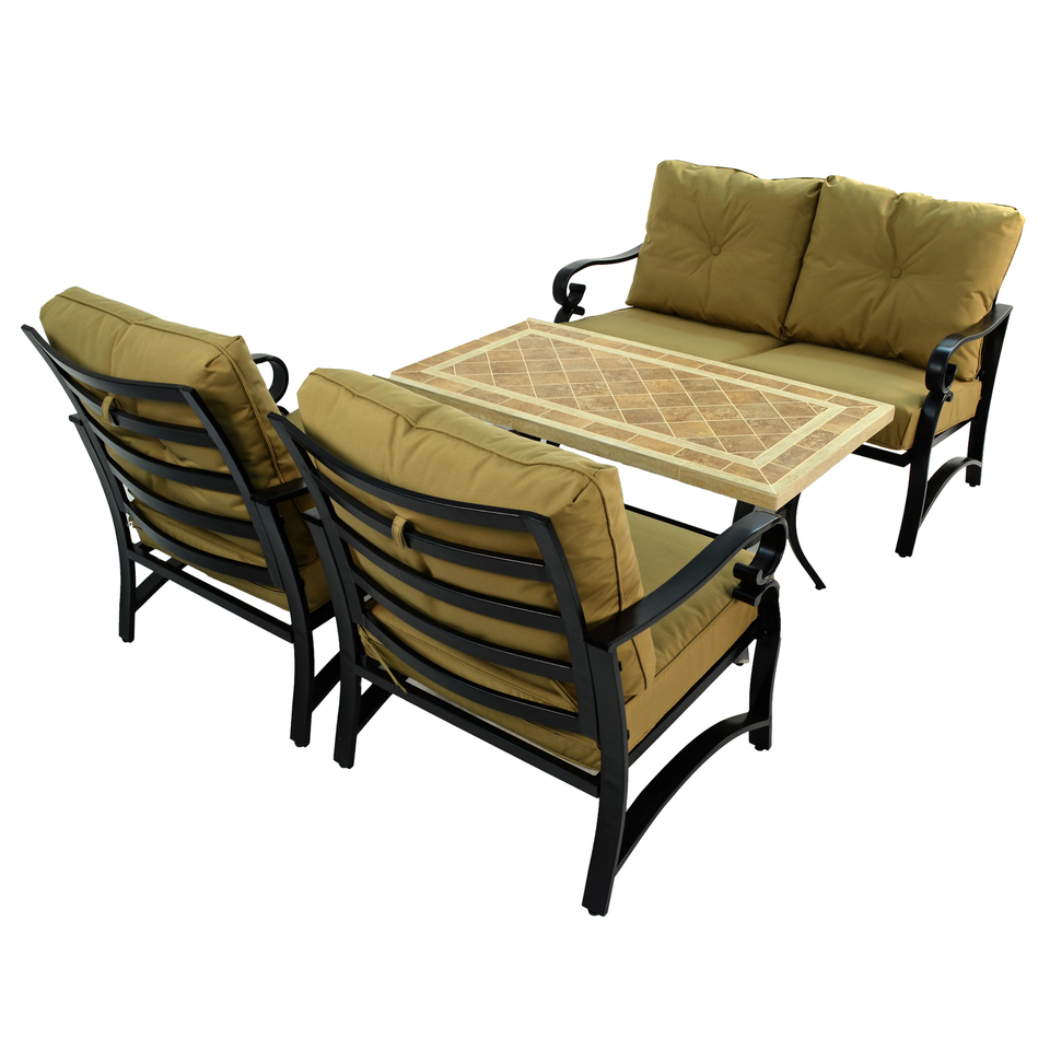 Byron Manor Hampton Garden Stone Rectangular Coffee Table with Windsor Lounge Sofa & 2 Chair Set