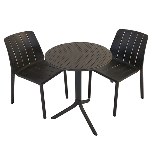 Nardi Step Garden Table With 2 Tiberina Bistrot Chair Set in Anthracite